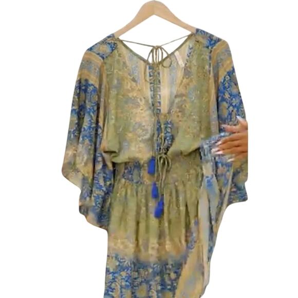 Raga Jai Paisley Print Bell Sleeve Dress Size XS New with Tag MSRP $170 - Picture 8 of 12